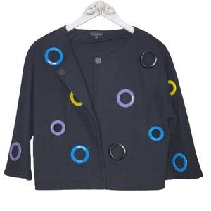 Dor Dor Couture by Anthropologie Colored Grommet Cropped Denim Jacket Sz M